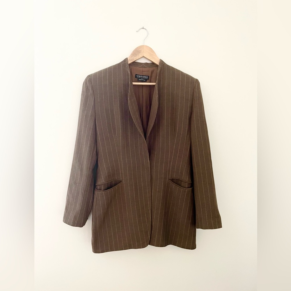 GIORGIO ARMANI vintage brown pin stripe blazer jacket L